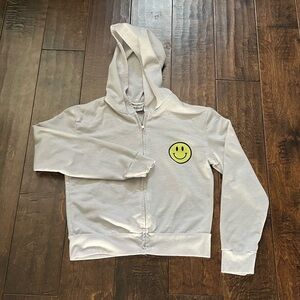 White Cream Hoodie with Yellow Smiley Face